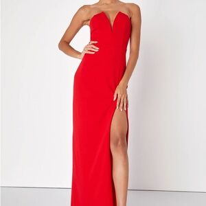 Glamour Red Strapless Maxi Dress